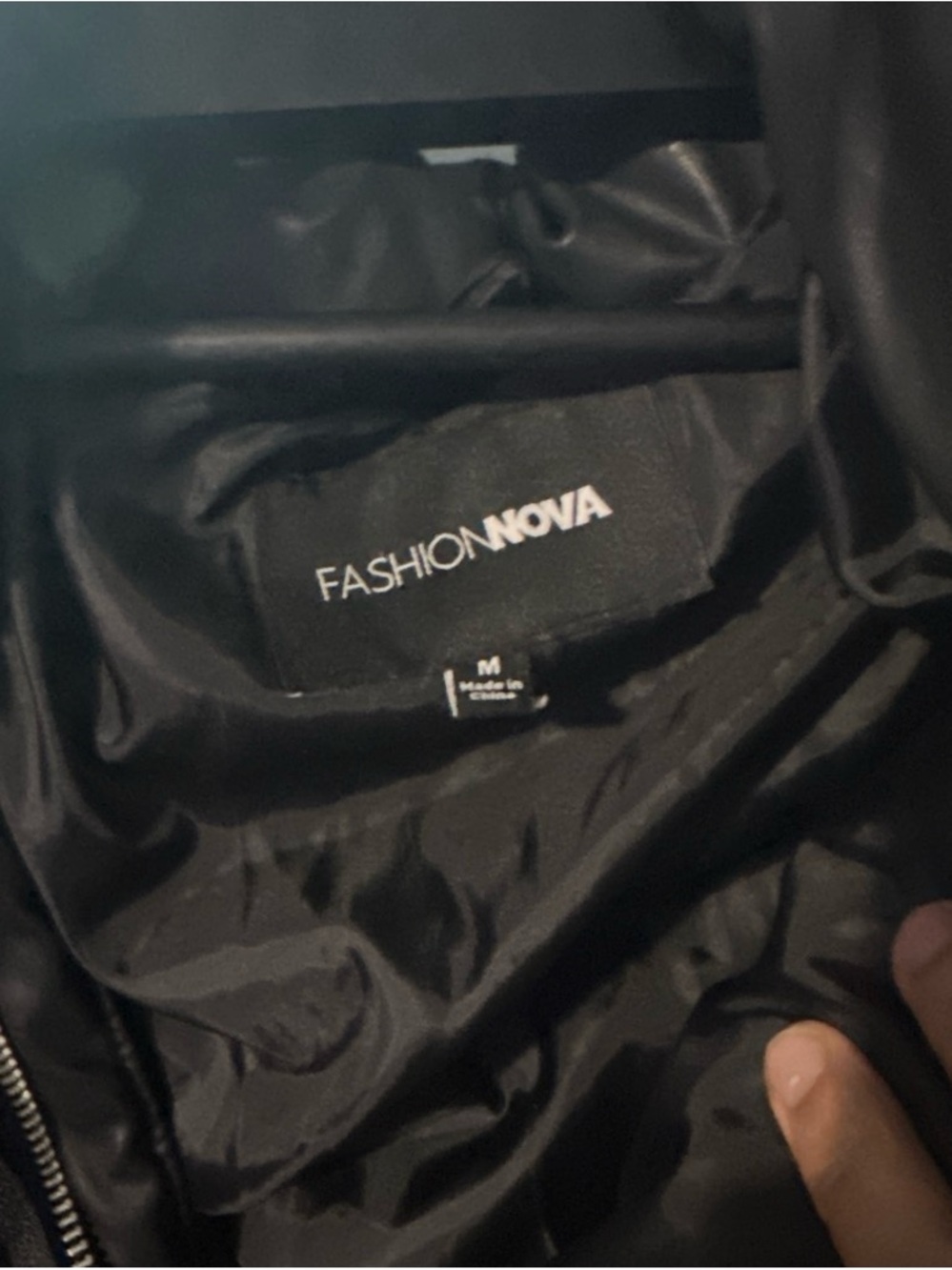 Woman’s Black Puffer Coat with Hood - Picture 3 of 3